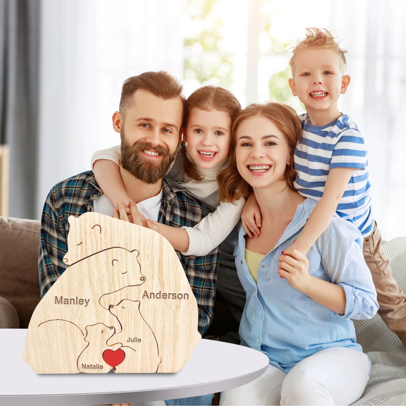 Quebra Cabeça Puzzle Madeira - Customização Família Urso