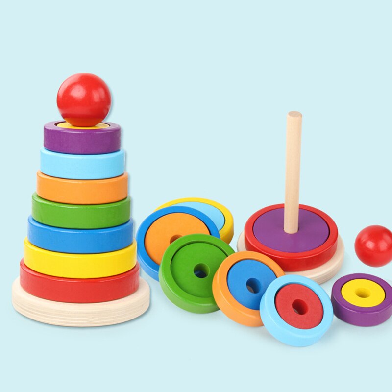 Torre Montessori de Madeira Formato Encaixe (15 peças)