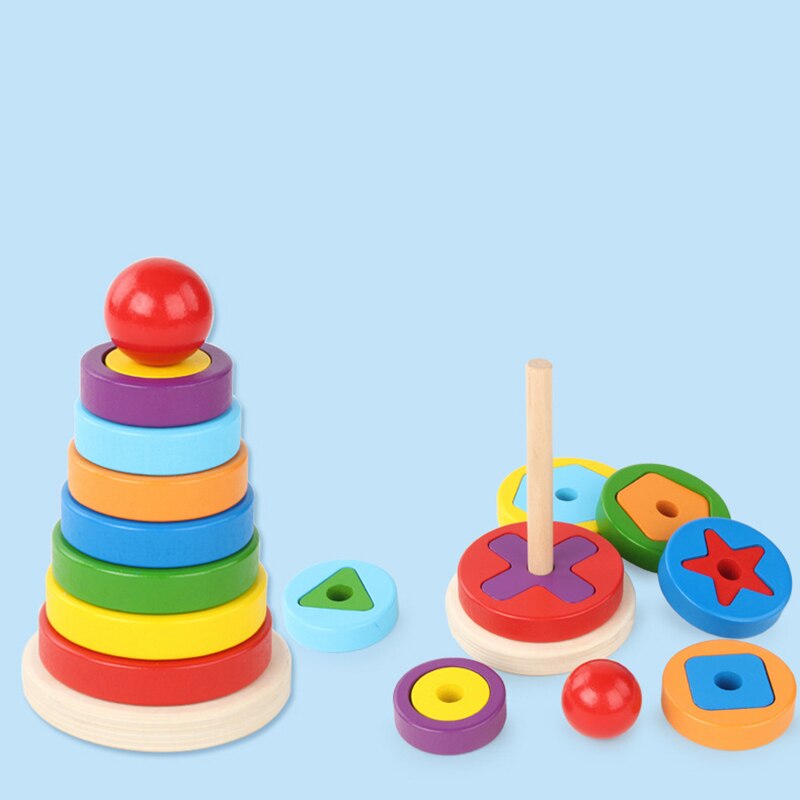Torre Montessori de Madeira Formato Encaixe (15 peças)