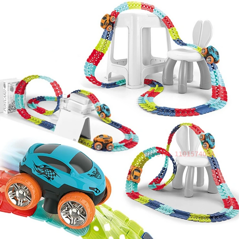 Pista de Corrida Mágica Flexível + Carrinho Elétrico