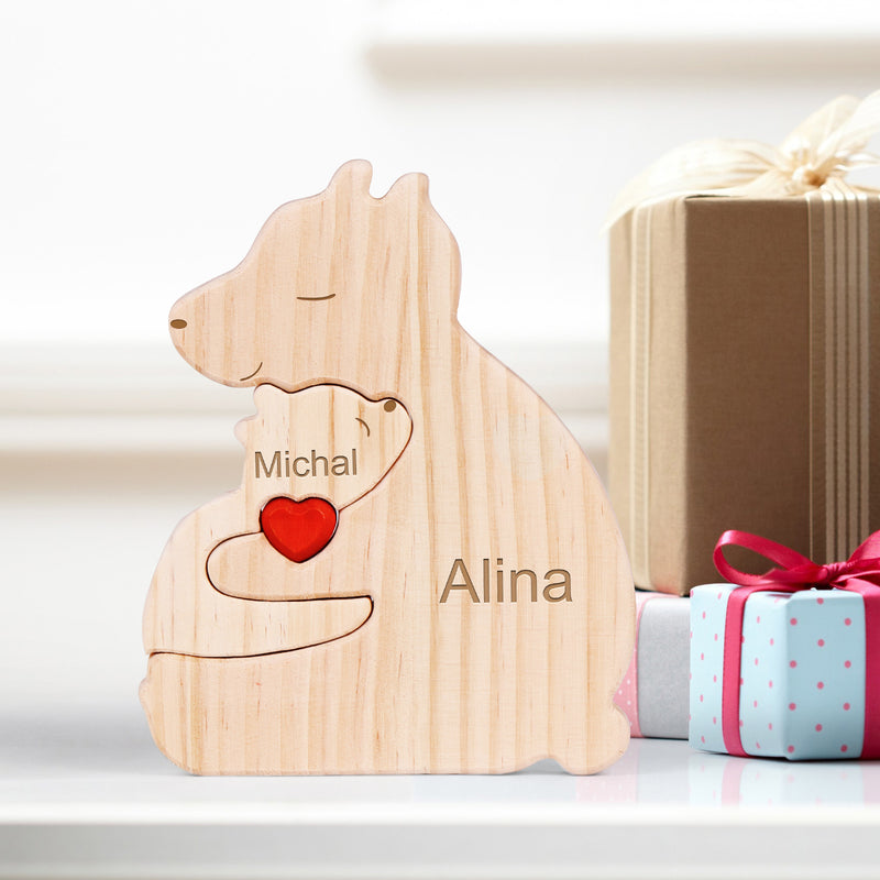 Quebra Cabeça Puzzle Madeira - Decoração Família Urso - Mãe Solo