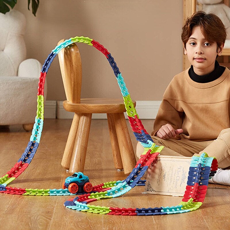 Pista de Corrida Mágica Flexível + Carrinho Elétrico
