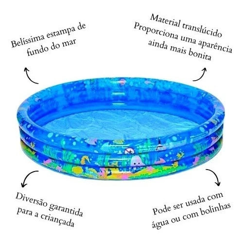 Piscina Infantil 3 Anéis 253L 122x25cm