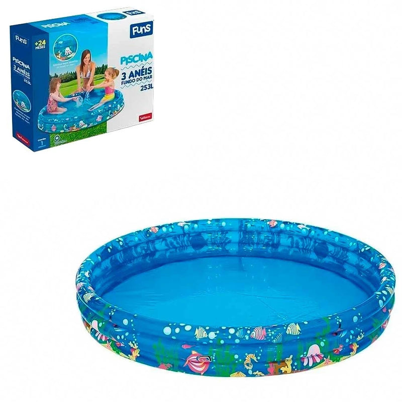 Piscina Infantil 3 Anéis 253L 122x25cm